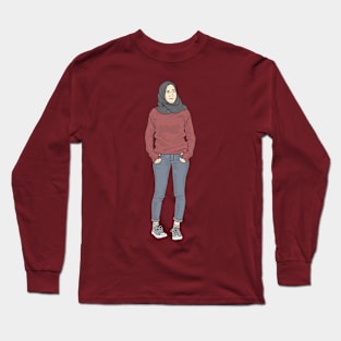 Maroon and black Long Sleeve T-Shirt